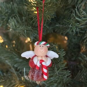 Vintage 1987 Festive Angel Gumdrop Ornament with Candy Cane